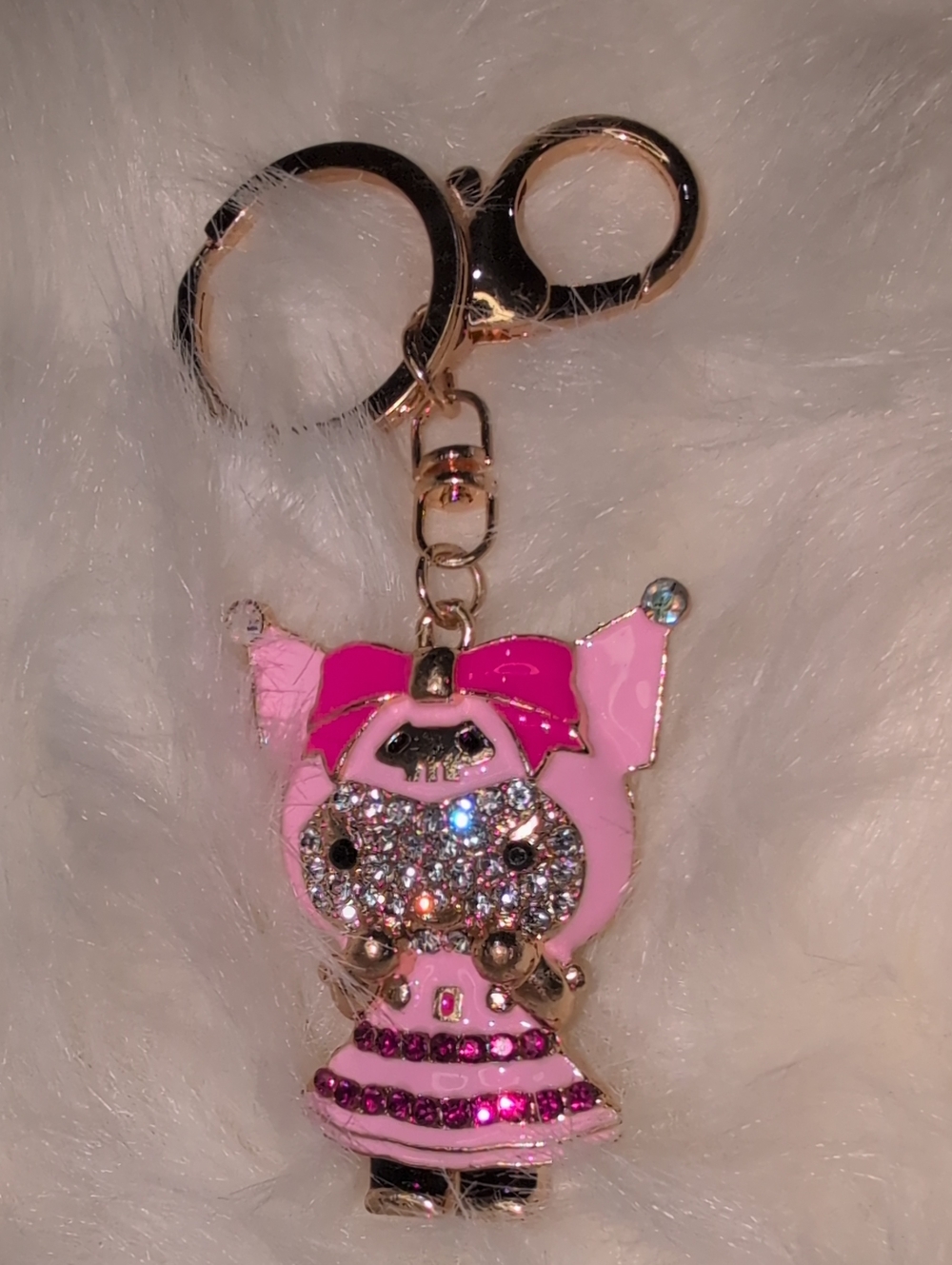 Cute Pink Crystal My Melody Keychain Bag Charm